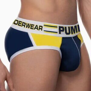 PUMP Retro Sport Style Blue/Yellow Brief Large Cotton/Spandex